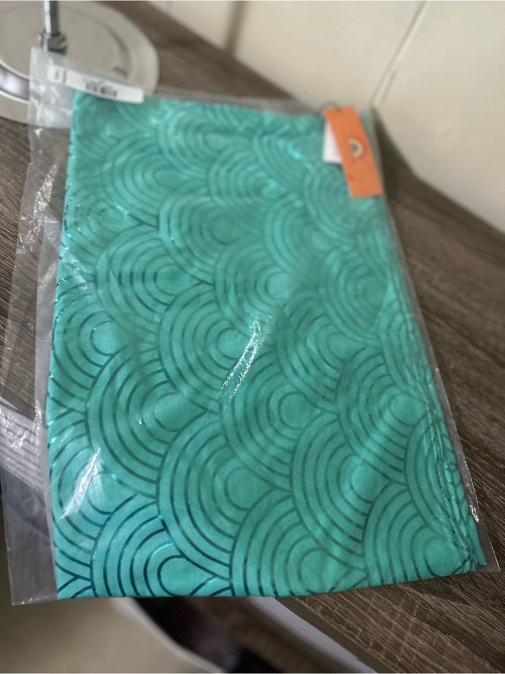 Kurt Geiger Teal Wave-Pattern Scarf